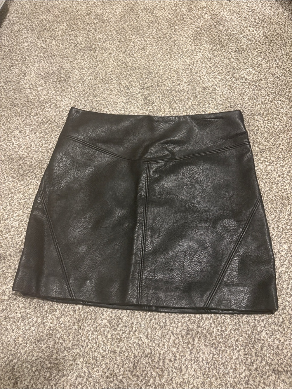 H&M Black Faux Leather Panel Mini Skirt